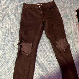 Black Ripped Straight leg jeans